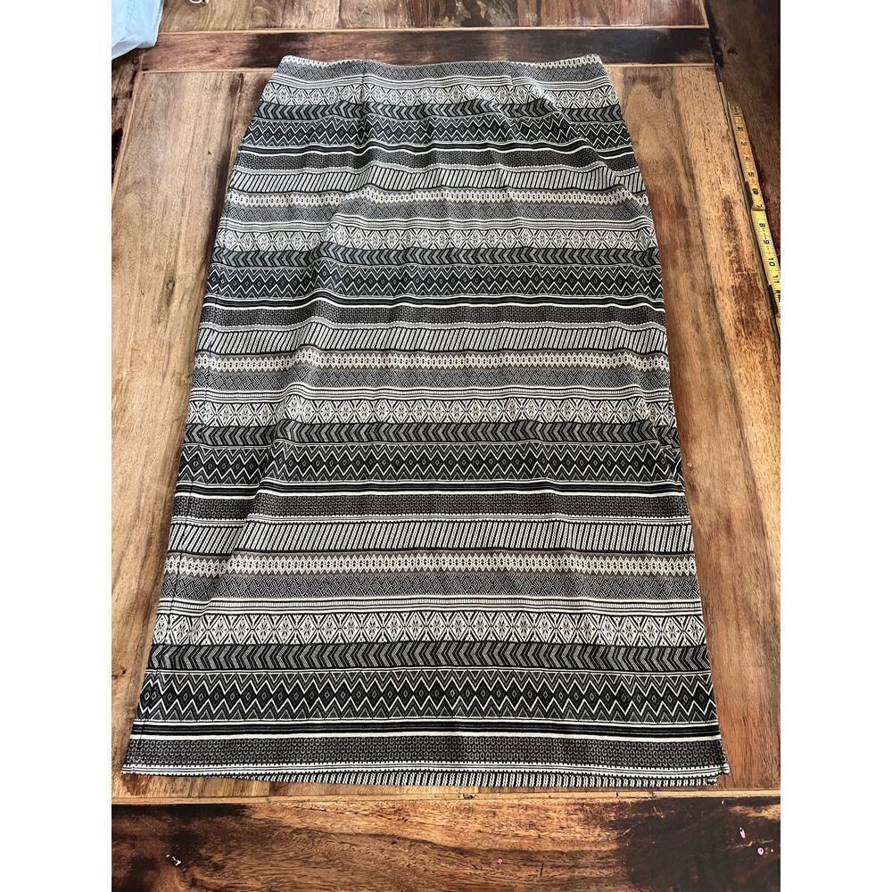 J.Jill Women's Gray Geometric Pull On Long Slit Pencil Skirt Size Medium